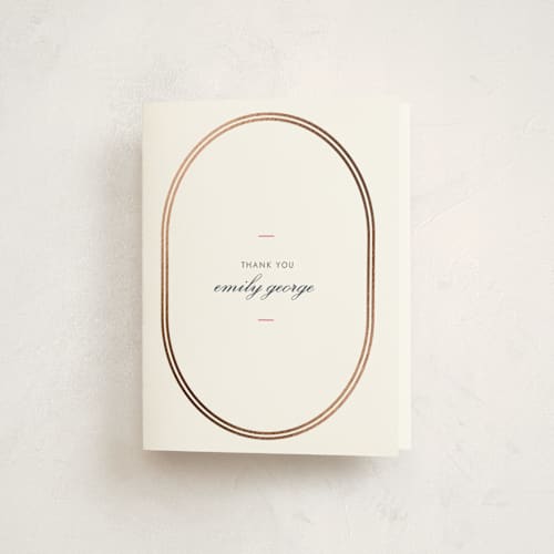 This is a cherry graduation thank you cards with foil pressed by Megan Davis called bocce printing on strathmore in standard