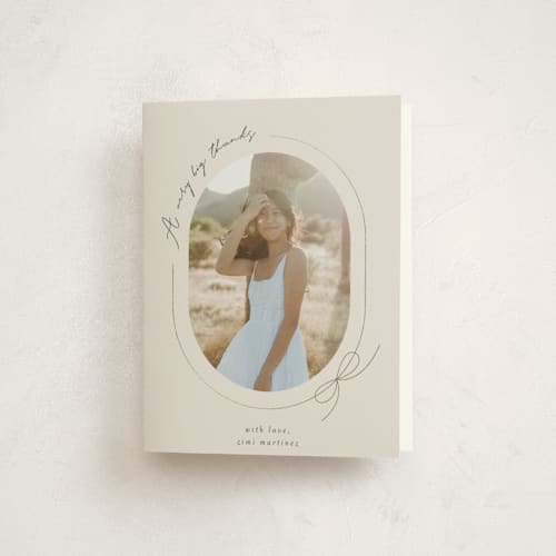This is a latte graduation thank you cards with foil pressed by Blustery August called etna printing on strathmore in standard