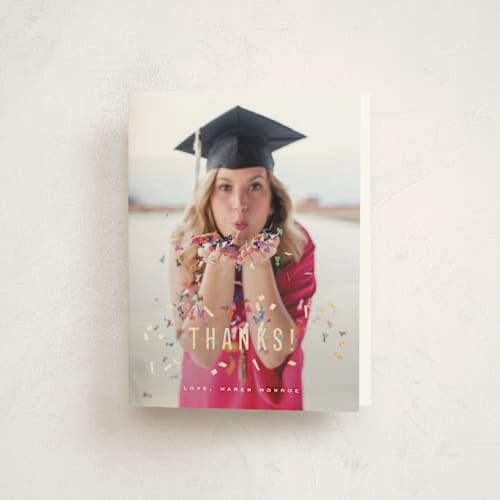 This is a quartz graduation thank you cards with foil pressed by Kristie Kern called it's party time printing on strathmore in standard