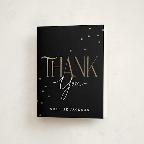 This is a onyx graduation thank you cards with foil pressed by Hooray Creative called classic grad party printing on strathmore in standard