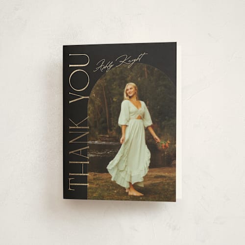 This is a noir graduation thank you cards with foil pressed by Creo Study called shiny year printing on strathmore in standard