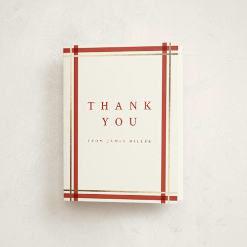 This is a patriots graduation thank you cards with foil pressed by Ashley Presutti Beasley called traditional plaid printing on strathmore in standard