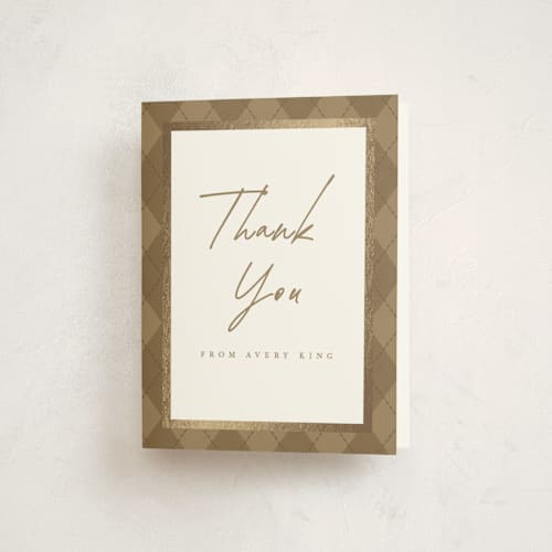 This is a pearl graduation thank you cards with foil pressed by Leah Bisch called snapshots printing on strathmore in standard