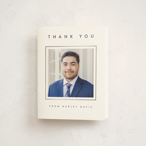 This is a starlight graduation thank you cards with foil pressed by Lucrecia Caporale called minimal border printing on strathmore in standard