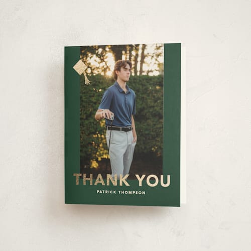 This is a forest graduation thank you cards with foil pressed by Creo Study called bold class printing on strathmore in standard
