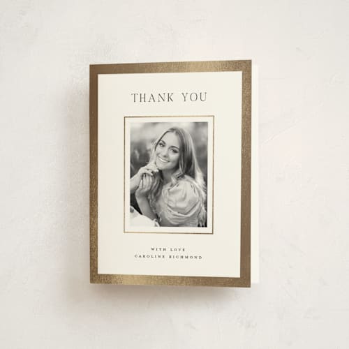 This is a opal graduation thank you cards with foil pressed by Pixel and Hank called caroline printing on strathmore in standard