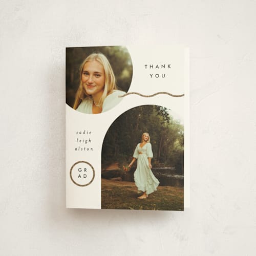 This is a snow graduation thank you cards with foil pressed by Everett Paper Goods called periodically printing on strathmore in standard