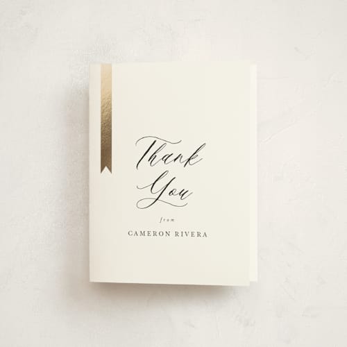 This is a noir graduation thank you cards with foil pressed by Jackie Crawford called epilogue printing on strathmore in standard