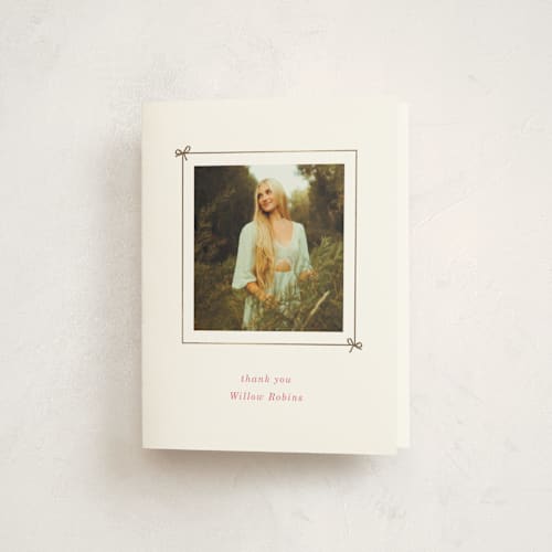 This is a peony graduation thank you cards with foil pressed by Baumbirdy called photobook printing on strathmore in standard