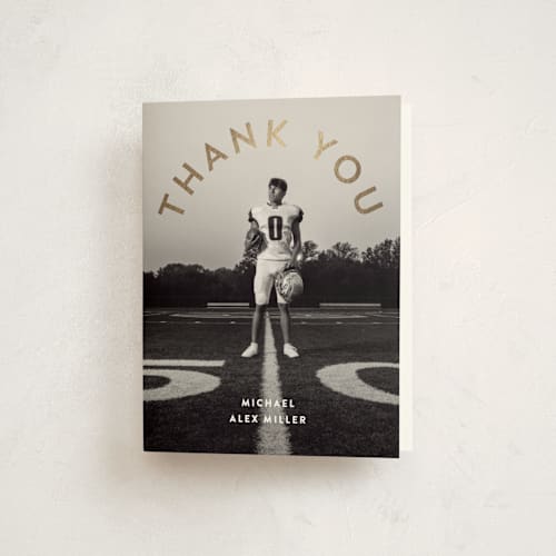 This is a cloud graduation thank you cards with foil pressed by Kristin Oliversen called classy arch grad printing on strathmore in standard