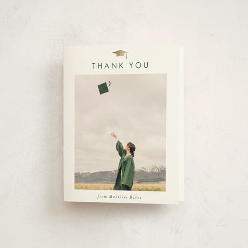 This is a clover graduation thank you cards with foil pressed by Stacey Meacham called school spirit printing on strathmore in standard