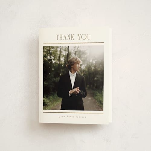 This is a cloud graduation thank you cards with foil pressed by Nicole Walsh called in line printing on strathmore in standard