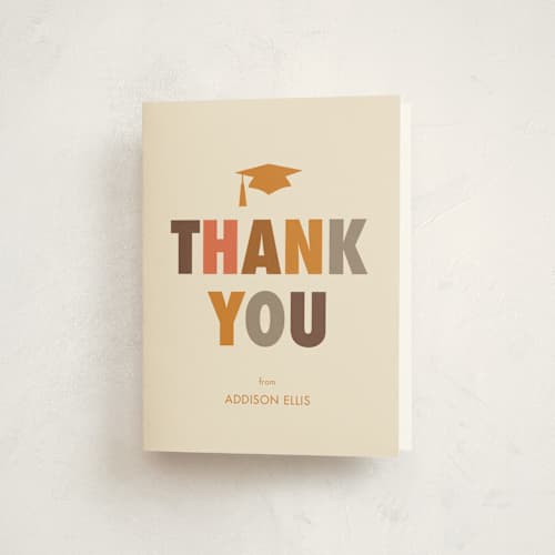 This is a desert graduation thank you cards with standard by Megan Cash called confetti drop printing on strathmore in standard