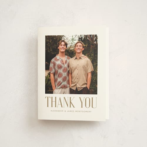 This is a parchment graduation thank you cards with standard by Paola Benenati called the grads printing on strathmore in standard
