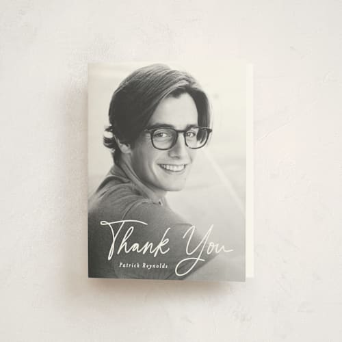 This is a cotton graduation thank you cards with standard by Creo Study called cap off printing on strathmore in standard
