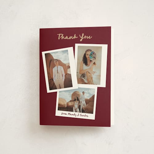 This is a cardinal graduation thank you cards with standard by Claudia Orengo called keepsakes printing on strathmore in standard