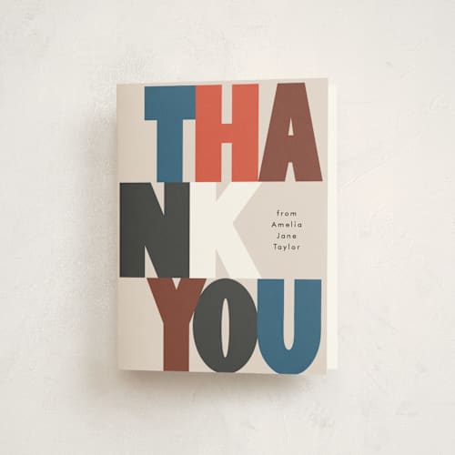 This is a denim graduation thank you cards with standard by Alethea and Ruth called grad letter pic printing on strathmore in standard