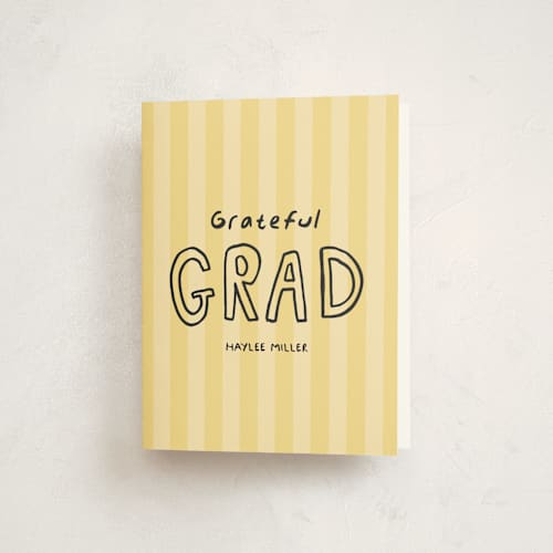 This is a butter graduation thank you cards with standard by Inkblot Design called outlined printing on strathmore in standard