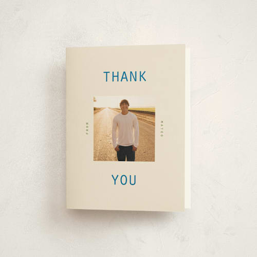This is a sky graduation thank you cards with standard by Owl and Toad called degree printing on strathmore in standard