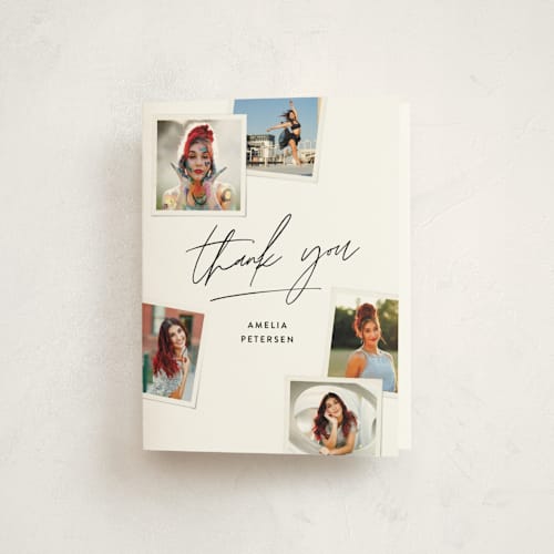 This is a cotton graduation thank you cards with standard by Robert and Stella called polaroid party printing on strathmore in standard