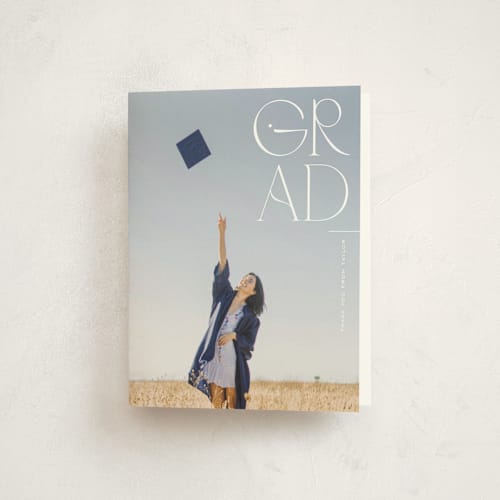 This is a snow graduation thank you cards with standard by Jackie Crawford called corner year printing on strathmore in standard