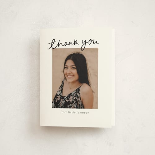 This is a noir graduation thank you cards with standard by Abbigail Lim called tassel turned, diploma earned printing on strathmore in standard