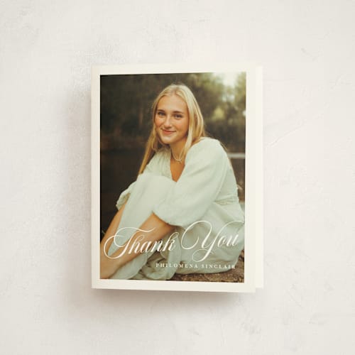 This is a crystal graduation thank you cards with standard by chocomocacino called mustacciuoli printing on strathmore in standard