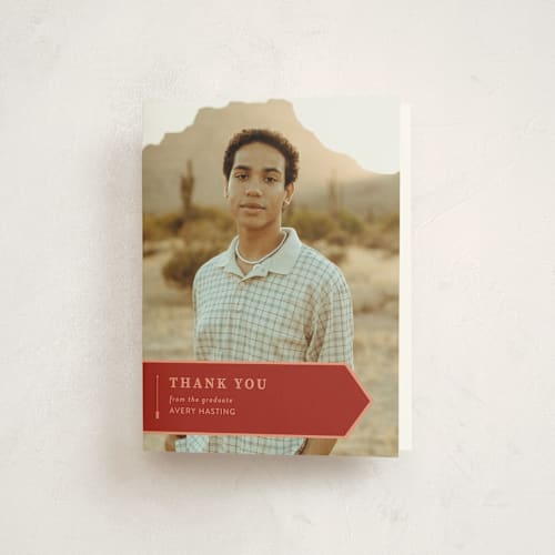 This is a cardinal graduation thank you cards with standard by elena diaz called graduate's stole printing on strathmore in standard