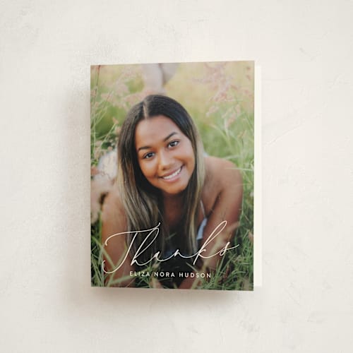 This is a snow graduation thank you cards with standard by Nicoletta Savod called grand name printing on strathmore in standard