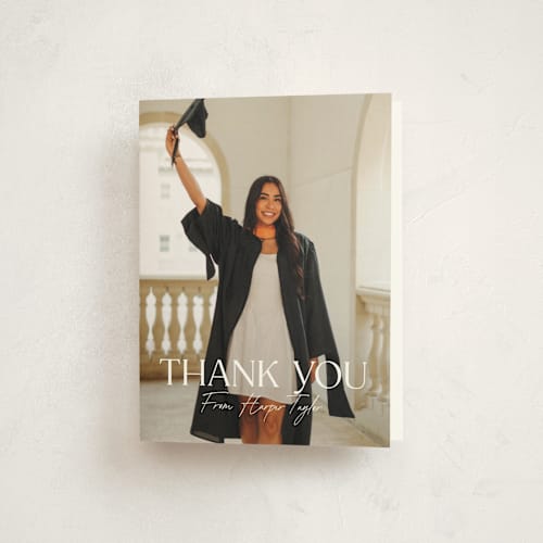 This is a moon graduation thank you cards with standard by Olivia Williams called best year printing on strathmore in standard