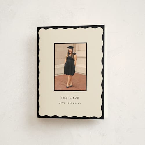 This is a noir graduation thank you cards with standard by Baumbirdy called decorative frame printing on strathmore in standard