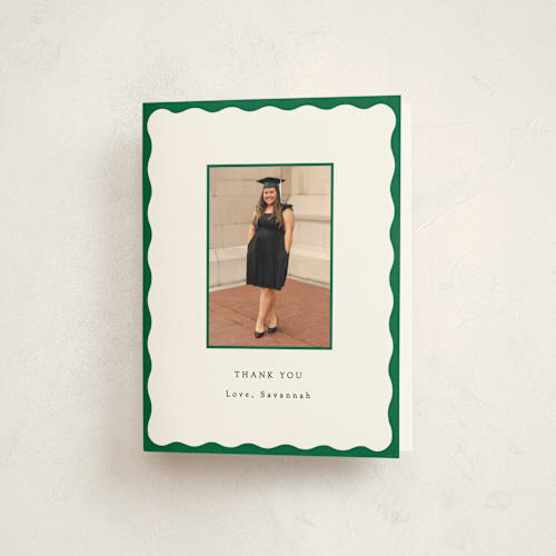 This is a forest graduation thank you cards with standard by Baumbirdy called decorative frame printing on strathmore in standard