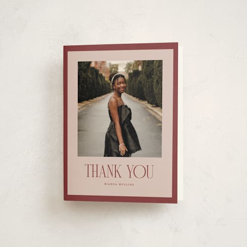 This is a rose graduation thank you cards with standard by Cindy Reynolds called accomplishment printing on strathmore in standard