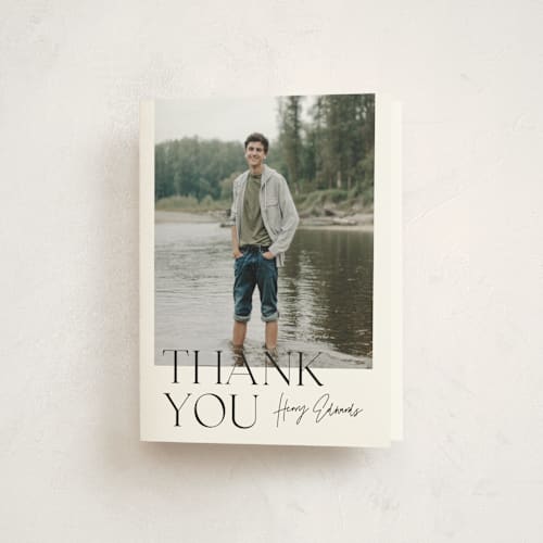 This is a coal graduation thank you cards with standard by Michelle Taylor called greatest year printing on strathmore in standard