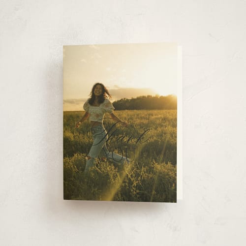 This is a onyx graduation thank you cards with standard by Oscar and Emma - Karly Depew called classic allure printing on strathmore in standard