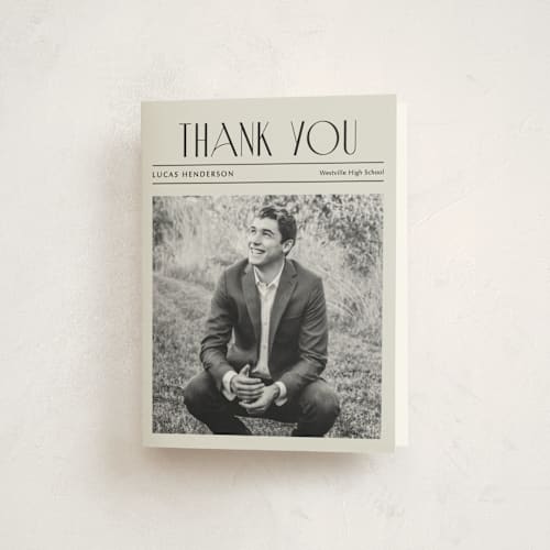 This is a newsprint graduation thank you cards with standard by Kaydi Bishop called newspaper printing on strathmore in standard