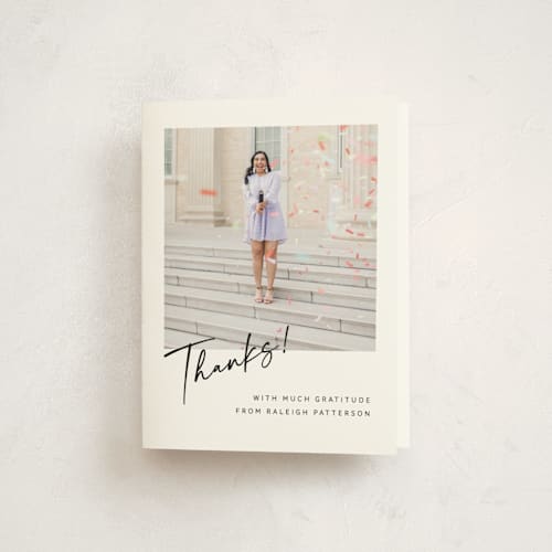 This is a cloud graduation thank you cards with standard by Jenna Holcomb called modern celebration printing on strathmore in standard
