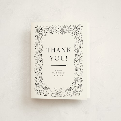 This is a ink graduation thank you cards with standard by Darryl Don Doctor called hand-drawn grad frame printing on strathmore in standard