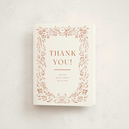 This is a sunset graduation thank you cards with standard by Darryl Don Doctor called hand-drawn grad frame printing on strathmore in standard