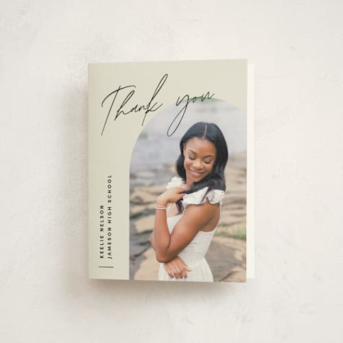 This is a vanilla graduation thank you cards with standard by Pixel and Hank called arc over printing on strathmore in standard