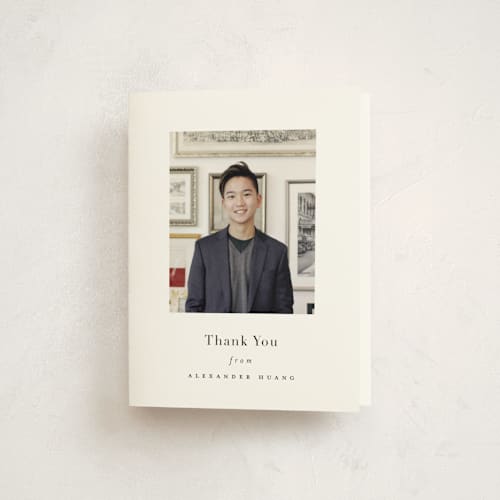 This is a ink graduation thank you cards with standard by Hudson meet Rose called scales of justice printing on strathmore in standard