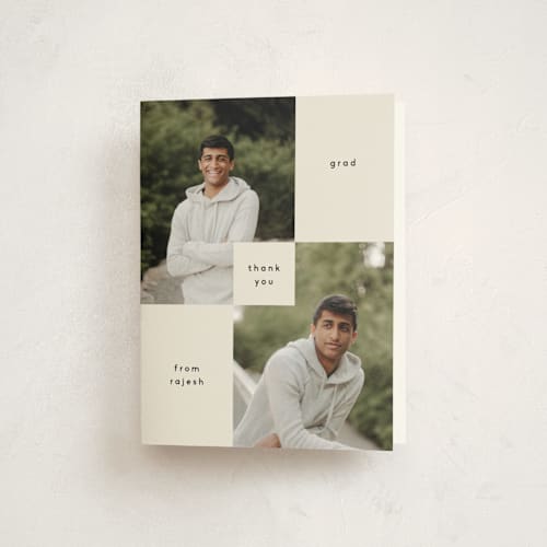 This is a moon graduation thank you cards with standard by Kelly Watkins called bright modern printing on strathmore in standard