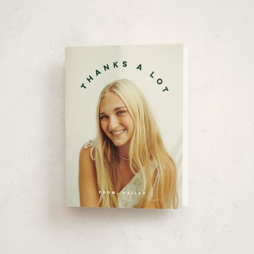 This is a evergreen graduation thank you cards with standard by Ellis called circlet printing on strathmore in standard