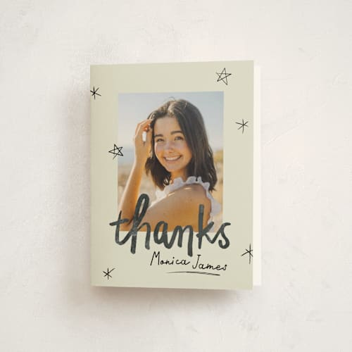 This is a onyx graduation thank you cards with standard by Stacey Day called marker printing on strathmore in standard