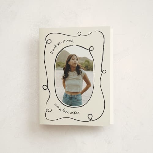 This is a ash graduation thank you cards with standard by Kelly Watkins called swirl printing on strathmore in standard