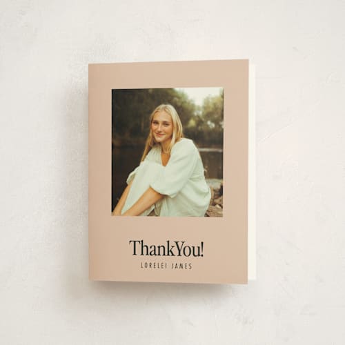 This is a almond graduation thank you cards with standard by Nazia Hyder called persistence printing on strathmore in standard