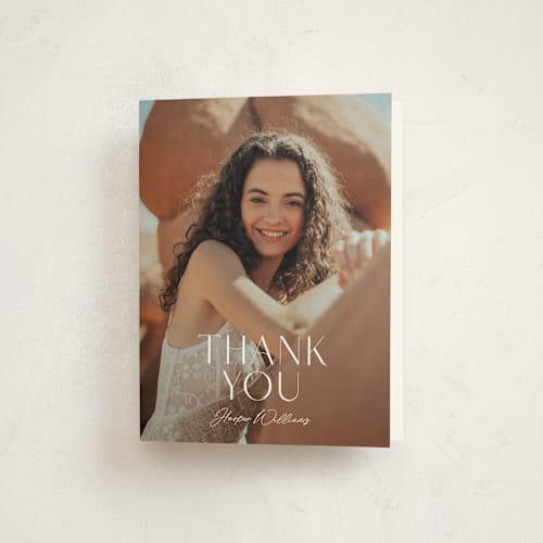 This is a salt graduation thank you cards with standard by Jessica Williams called momentous printing on strathmore in standard