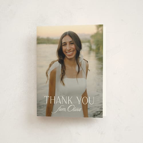 This is a pearl graduation thank you cards with standard by Paper Raven Co. called lovely day printing on strathmore in standard