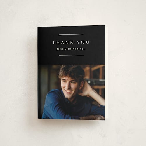 This is a zebra graduation thank you cards with standard by Lea Delaveris called top three printing on strathmore in standard