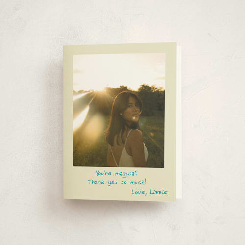 This is a lemon graduation thank you cards with standard by Helena Vitto called funtime printing on strathmore in standard
